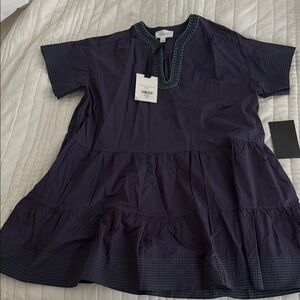 Tuckernuck Navy Tunic Dress with Green Stitching